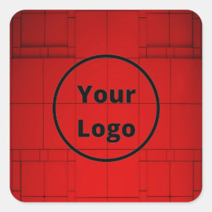 Custom logo red abstract architecture steps square sticker