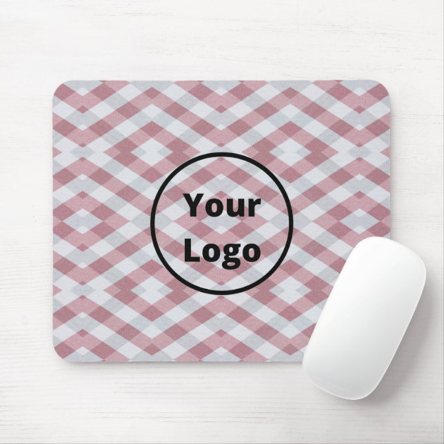 Custom logo red and grey geometric print mouse pad (With Mouse)