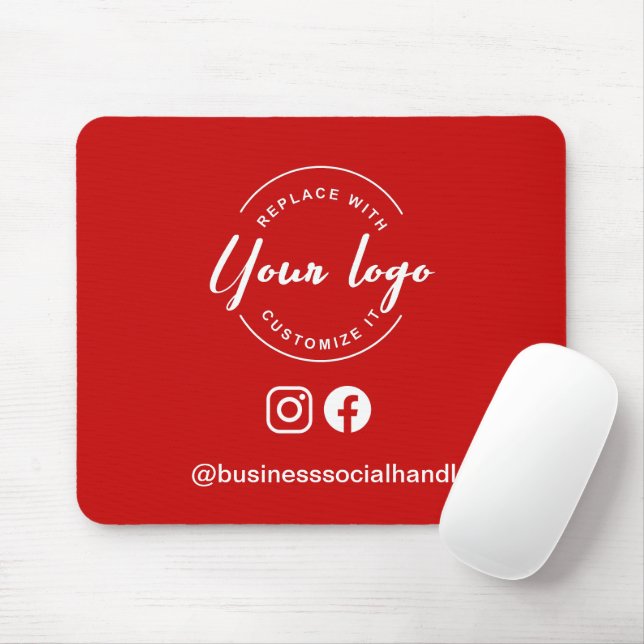 Custom Logo Red Business Branding social handle Mouse Pad (With Mouse)