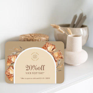 Custom Logo Retro Arch Rose Coupon Discount  Business Card