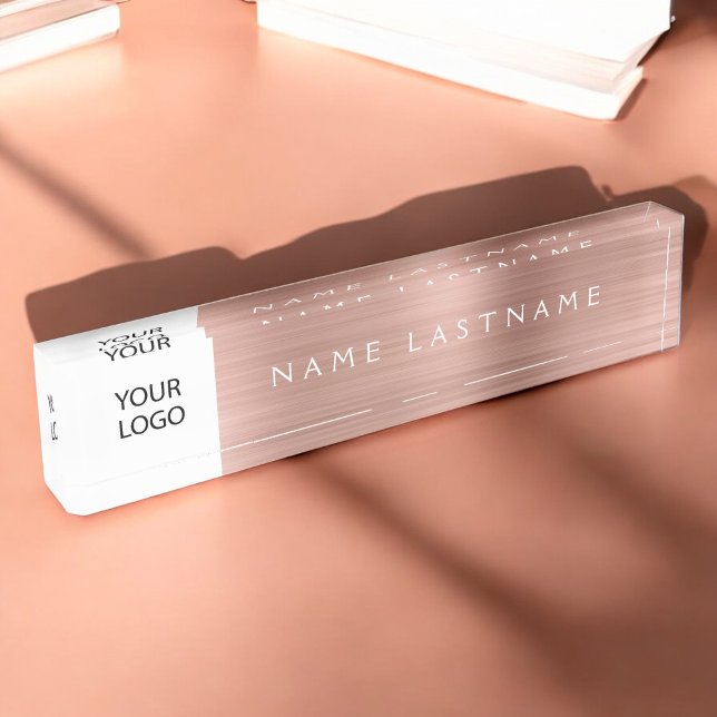 Custom Logo Rose Gold Pink Professional Nameplate (Creator Uploaded)