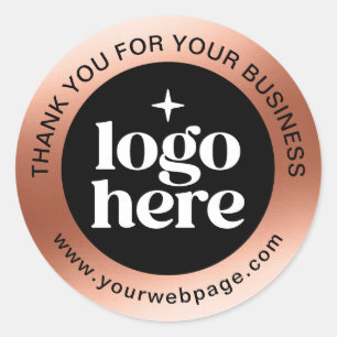 Custom Logo Rose Gold Thank You for Your Business Classic Round Sticker
