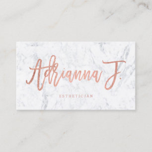 Custom logo rose gold typography white marble business card