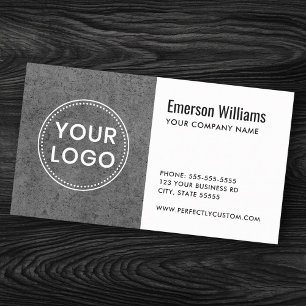 Custom logo rough dark grey concrete business card