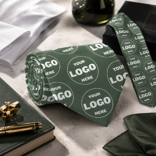 Custom Logo Sage Green Tie - Professional Branded