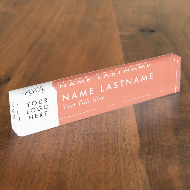 Custom Logo Salmon Peach Colour Modern Nameplate (Side)