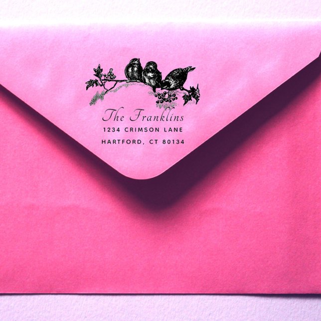 Custom Logo Script Family Name Return Address Rubber Stamp (Creator Uploaded)