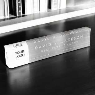 Custom Logo Silver Elegant Professional Nameplate