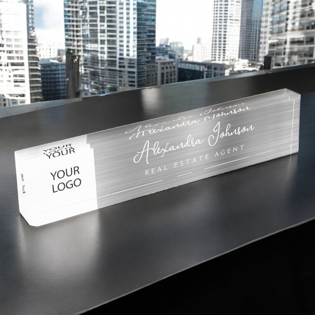 Custom Logo Silver Elegant Professional Nameplate (Creator Uploaded)