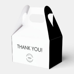 Custom Logo simple Black white Thank you  Favor Box