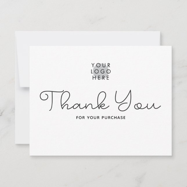 Custom Logo Simple Minimalist Modern Script Thank You Card (Front)