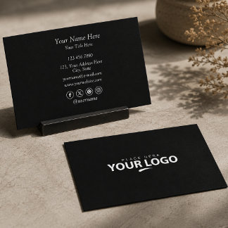 Custom Logo | Simple Professional Minimalist Black Business Card
