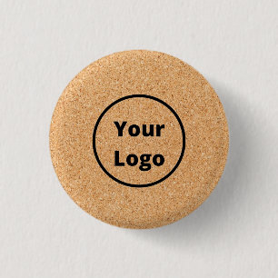 Custom logo sliced wood block 1 inch round button