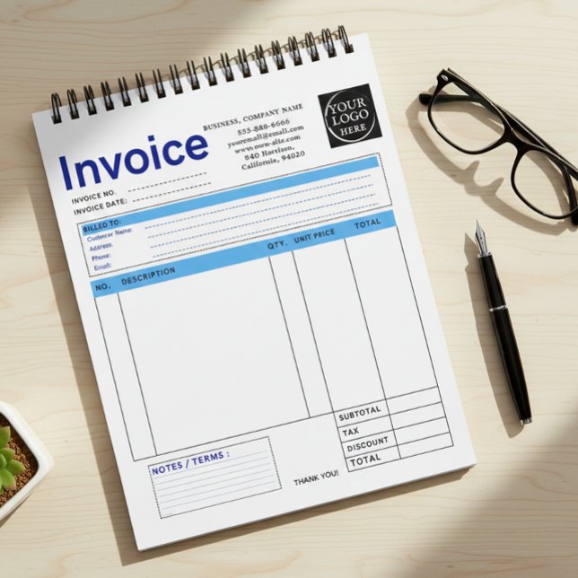 Custom Logo Small Business Invoice Sales Receipt B Notepad (Creator Uploaded)