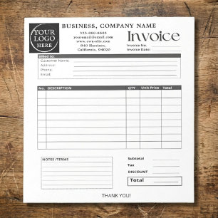 Custom Logo Small Business Invoice Sales Receipt N Notepad
