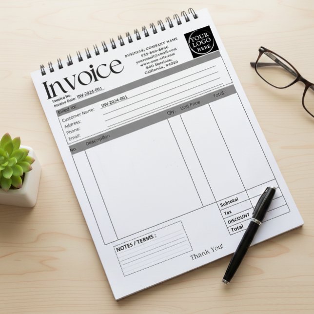 Custom Logo Small Business Invoice Sales Receipt Notepad (Creator Uploaded)