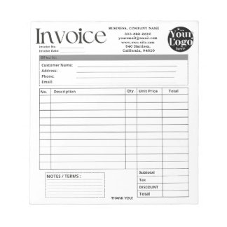 Custom Logo Small Business Invoice Sales Receipt O Notepad