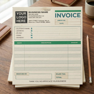 Custom Logo Small Business Invoice Template Notepad