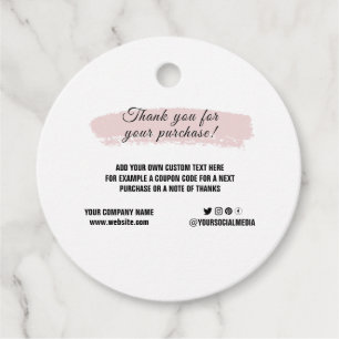Custom logo social media elegant thank you favour tags