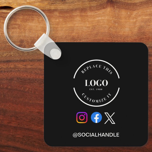 Custom logo Social Media handle QR code website  Keychain (Front)