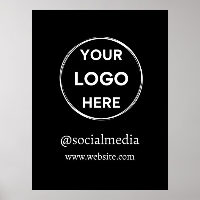 Custom Logo Social Media Minimalist Business Black Poster (Front)