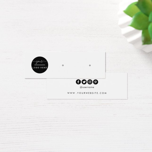 Custom logo social media stud earring display card (Desk)