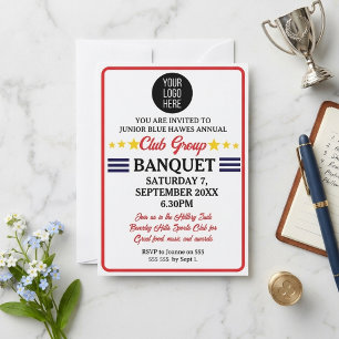 Custom Logo Sports Team Banquet Invitation Red Nav