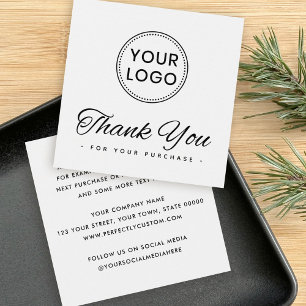 Custom logo square business thank you insert card