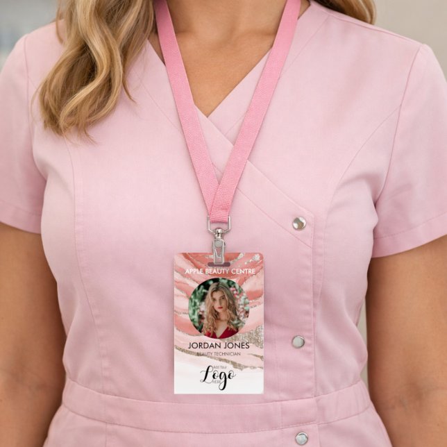 custom logo staff Photo pink glitter salon spa Badge (Creator Uploaded)