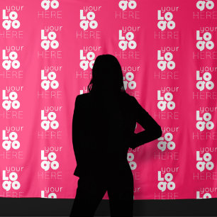 Custom Logo Step + Repeat Hot Pink Photo Backdrop Tapestry