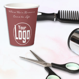 Custom Logo & Tagline Your Hair Salon Paper Cups