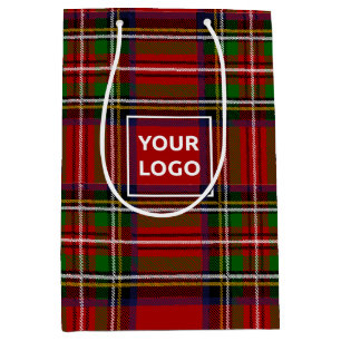 Custom Logo Tartan Paper Gift Bag