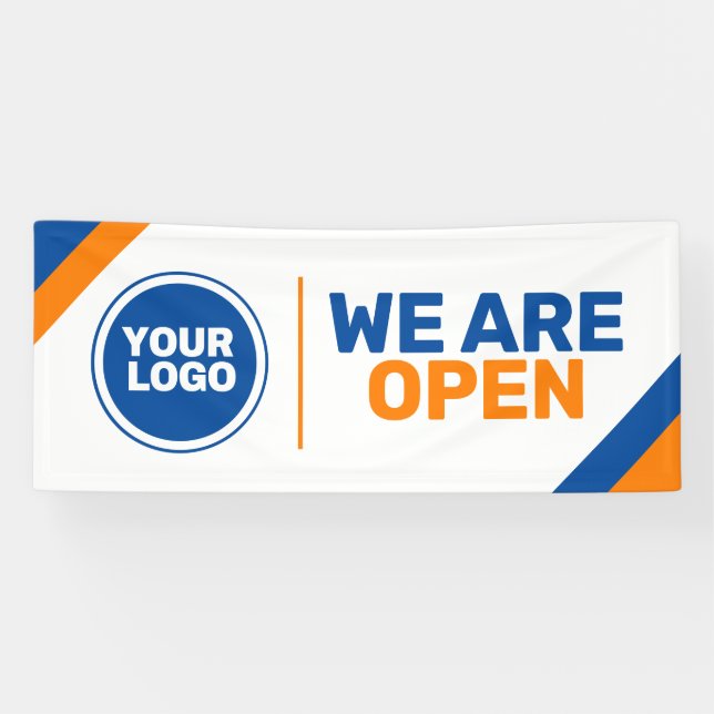 custom logo template we are open business banner (Horizontal)