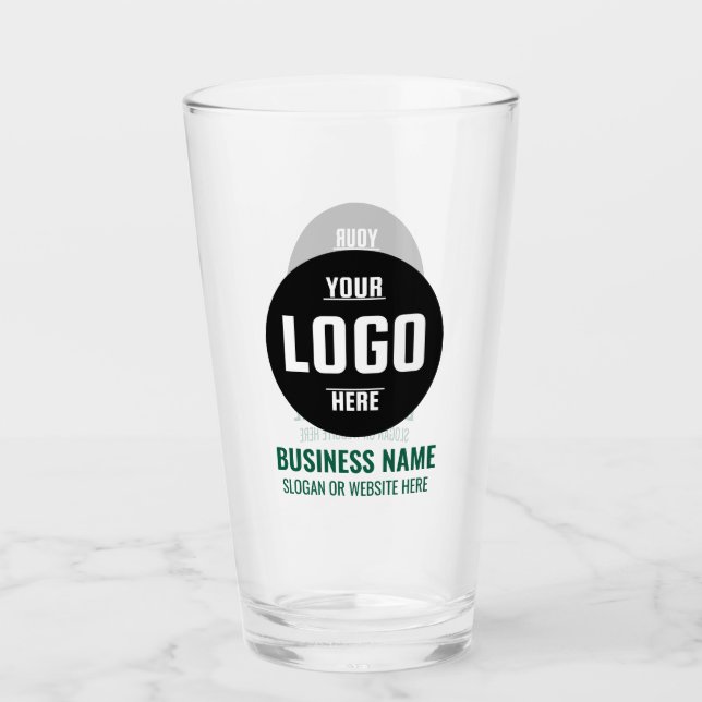 Custom Logo & Text 16oz  Green Personalized Beer Glass (Front)