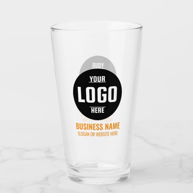 Custom Logo & Text 16oz Orange Personalized Beer Glass (Front)