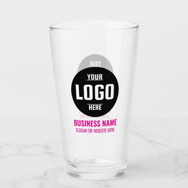 Custom Logo & Text 16oz Pink Personalized Beer Glass (Front)