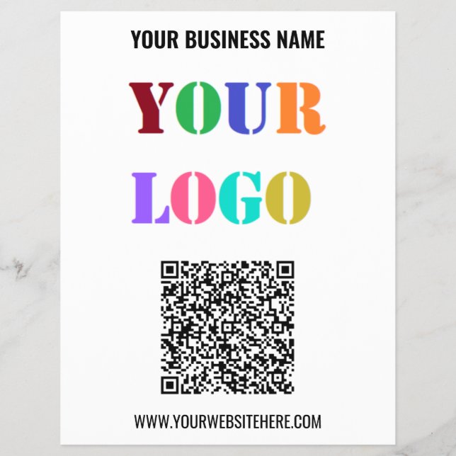 Custom Logo Text and QR Code Promo Business Flyer (Front)