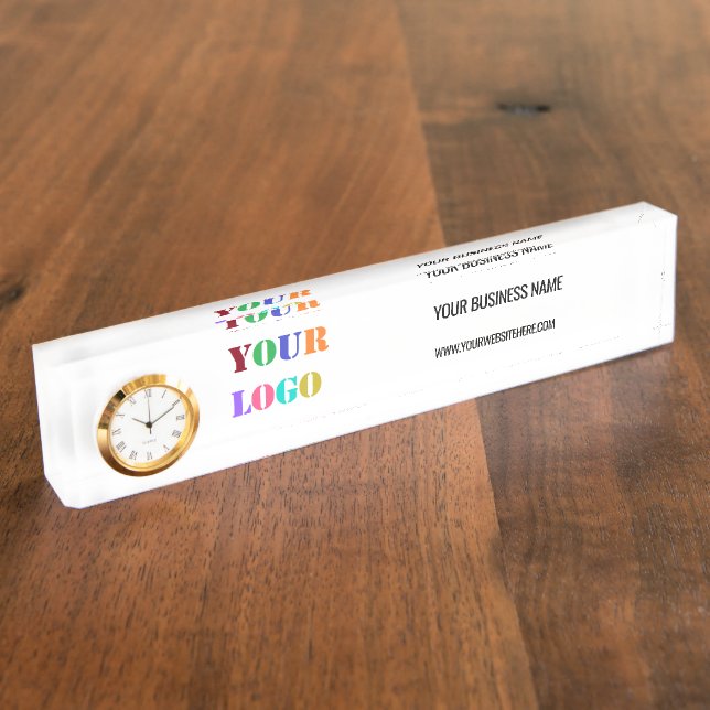 Custom Logo Text Business Desk Name Plate Template (Side)