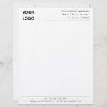 Custom Logo Text Business Personalized Letterhead<br><div class="desc">Custom Font and Colours - Simple Personalized Business Letterhead with Logo - Add Your Logo - Image or QR Code - Photo / Business Name - Company / Address - Contact Information / more - Resize and move or remove and add elements / image with Customization tool - Choose font...</div>