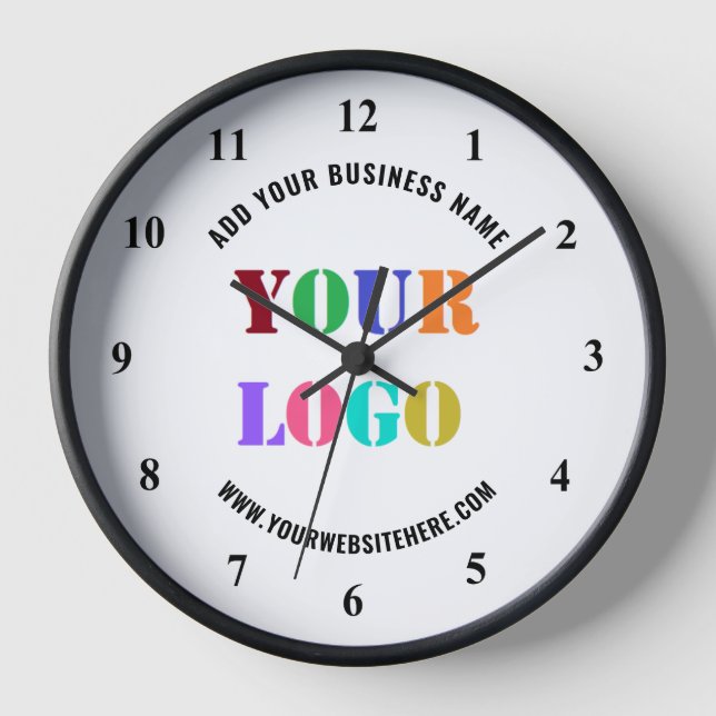 Custom Logo Text Business Wall Clock Template (Front)