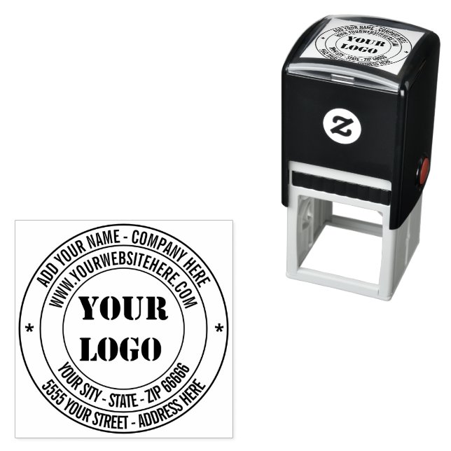 Custom Logo Text Info Address Round Stamp Template (In Situ)