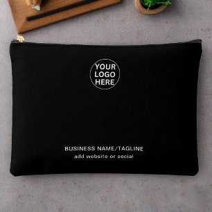 Custom Logo & Text l Promotional Business Black  Accessory Pouch