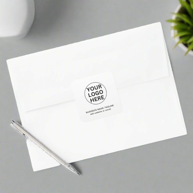 Custom Logo & Text l Promotional Company White  Square Sticker (Creator Uploaded)