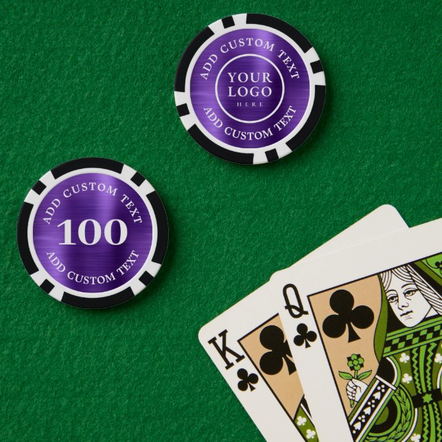 Custom Logo & Text Purple Business Casino Night Poker Chips (Poker Table (Double))