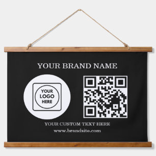 Custom Logo Text QR Code Hanging Event Display Tapestry