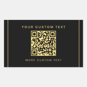 Custom Logo Text QR Code Template Black & Gold Sticker