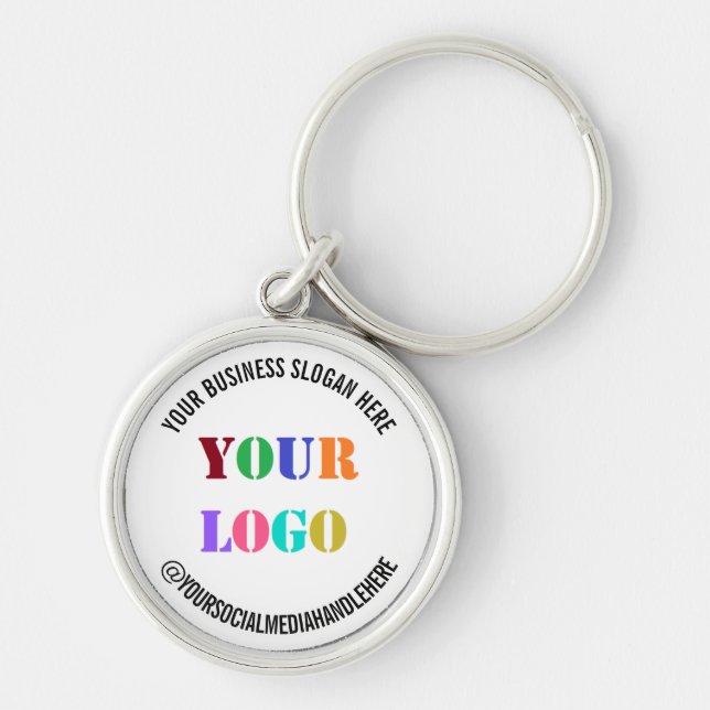 Custom Logo Text Social Media Business Keychain (Front)
