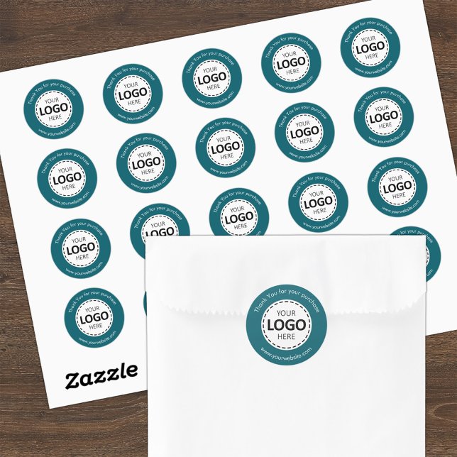 Custom Logo / Text Teal Round Stickers Sheet (Creator Uploaded)