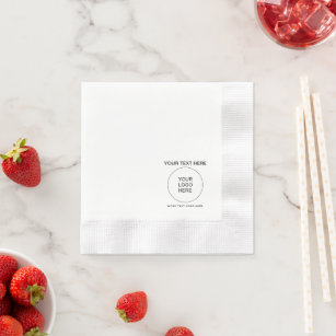 Custom Logo Text Template White Coined Cocktail Napkin