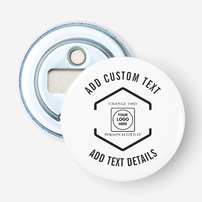 Custom Logo Text White Background Business  Bottle Opener (Front)